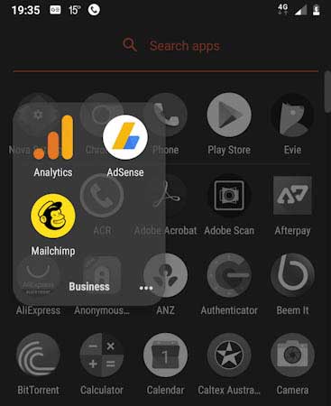 Screenshot of App Drawer Group in Nova Launcher Prime