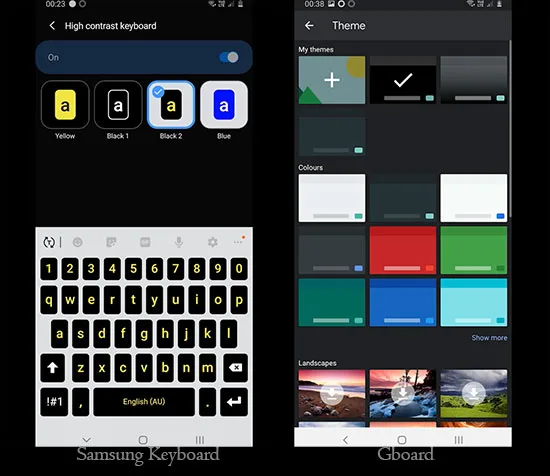 Samsung Keyboard vs Gboard - Themes