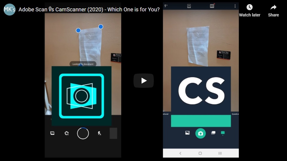 Adobe Scan vs. CamScanner Video