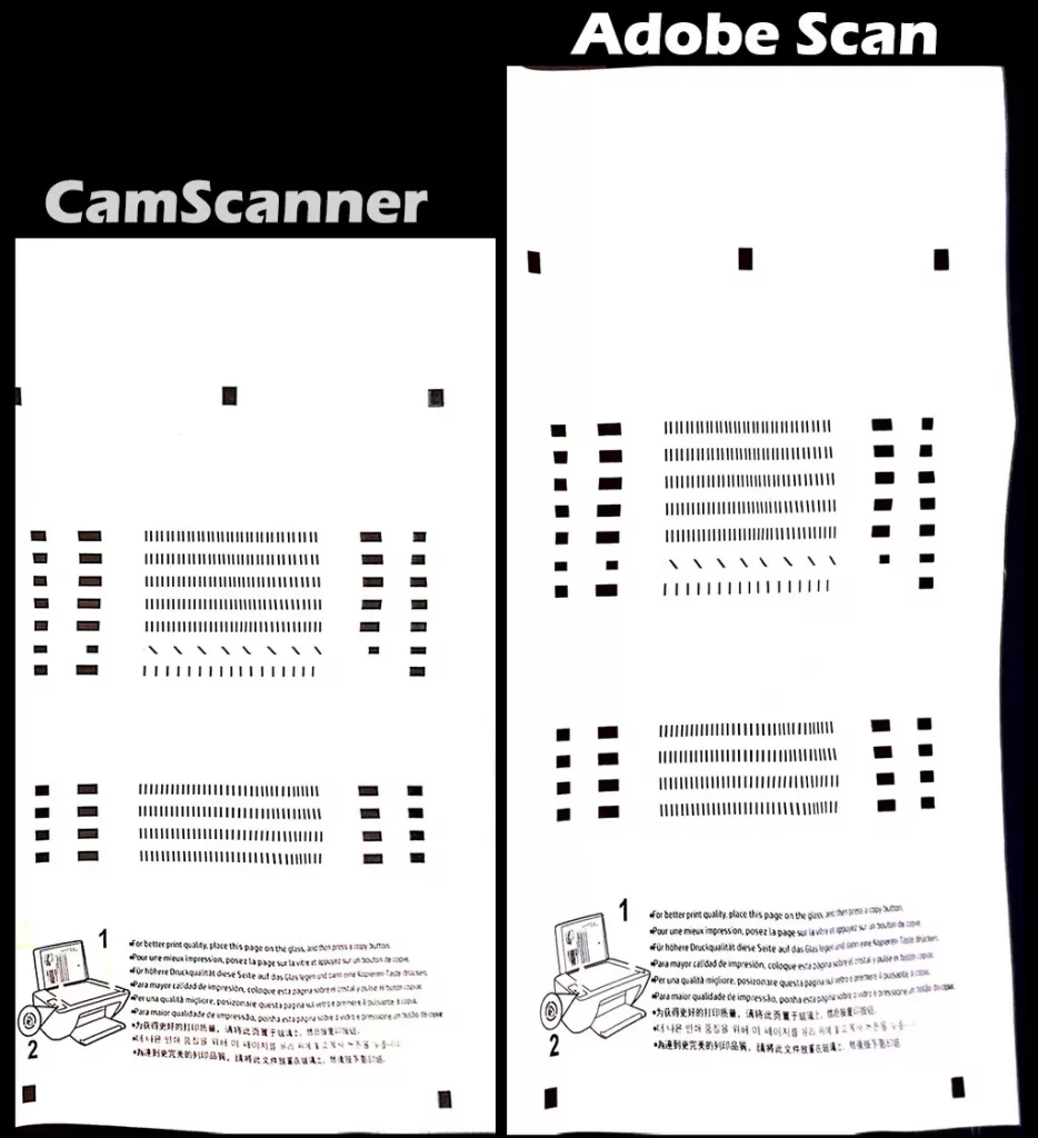Angle Capture of Adobe-Scan and CamScanner