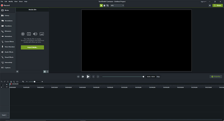 Camtasia Software Interface