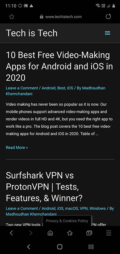 Samsung Internet Interface