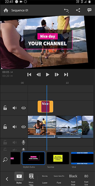 Titles Tool in Premiere Rush