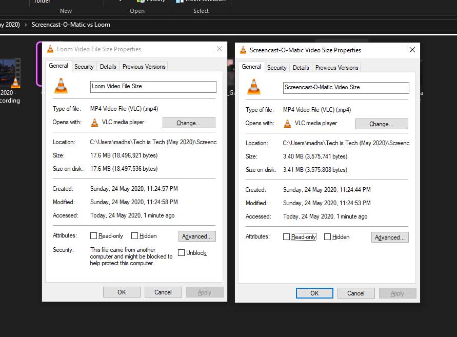 Screencast-O-Matic vs Loom Video File Size