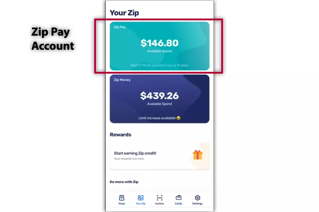Zip Pay Account