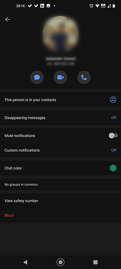 Signal Chat Settings