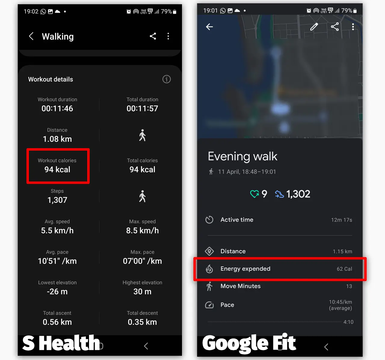 Samsung Health and Google Fit Calorie Data Difference