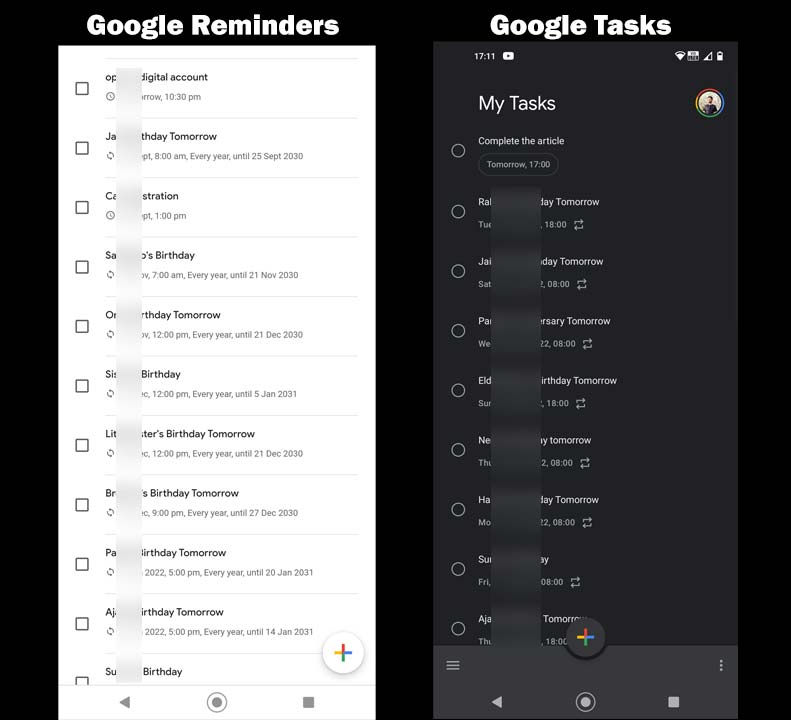 Google Reminders vs Tasks