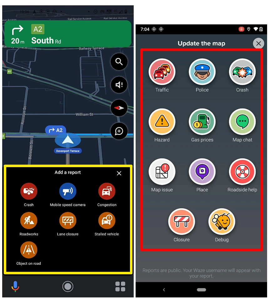 Reporting Tools in Google Maps and Waze