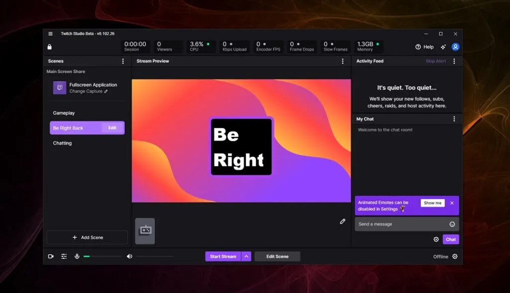 Twitch Studio Interface