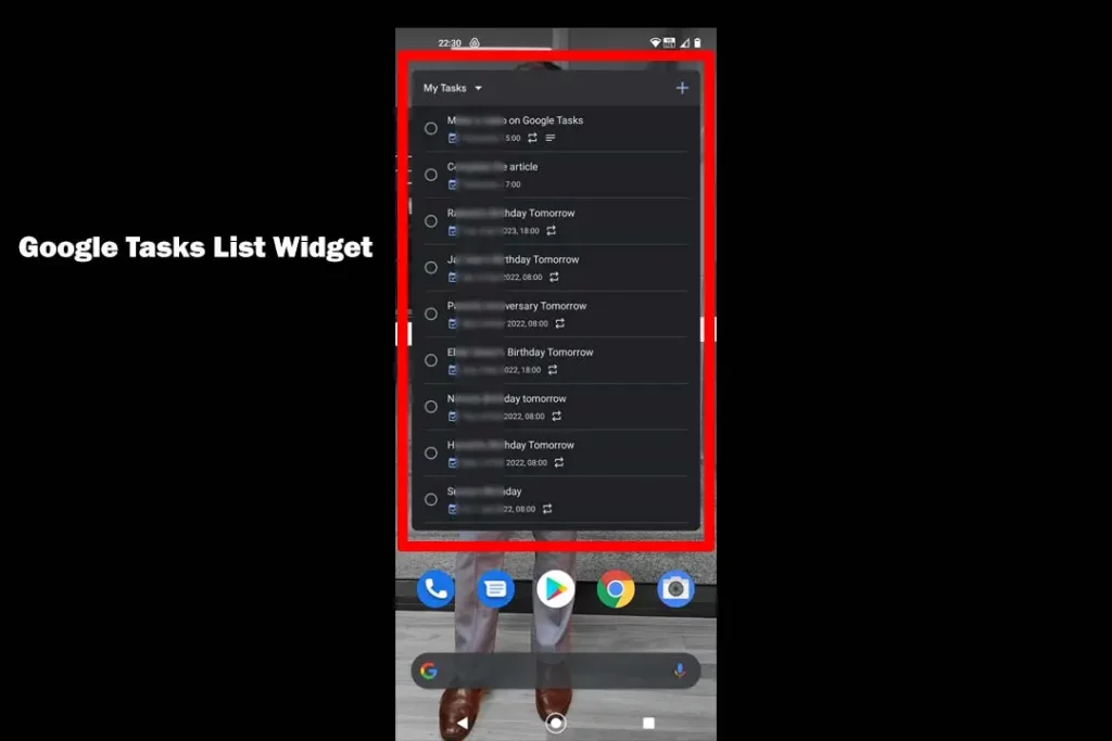 Google Tasks List Widget