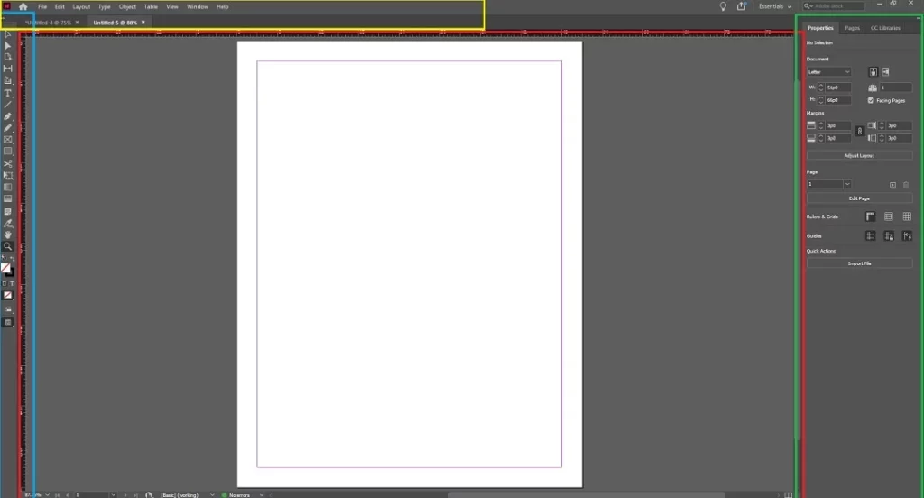Adobe InDesign Main Interface