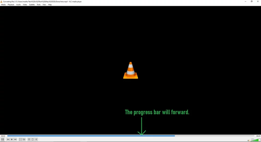 VLC Conversion Progress Bar