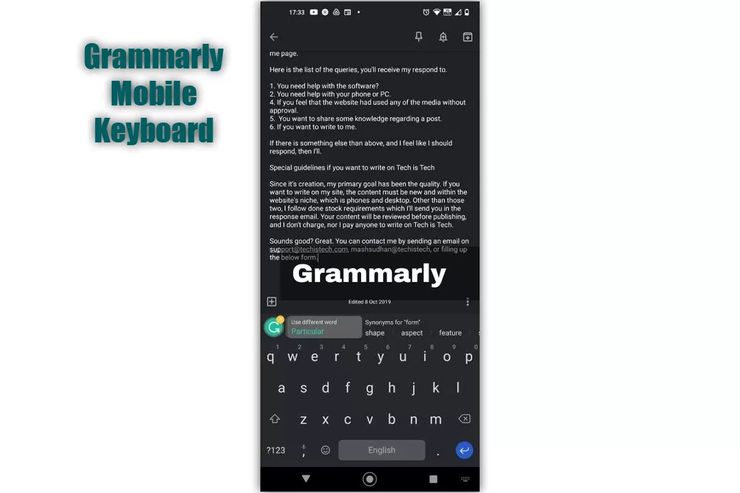 Grammarly Mobile Keyboard
