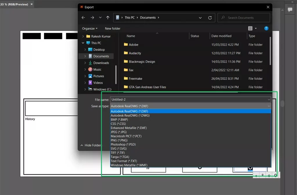 Export Formats in Illustrator