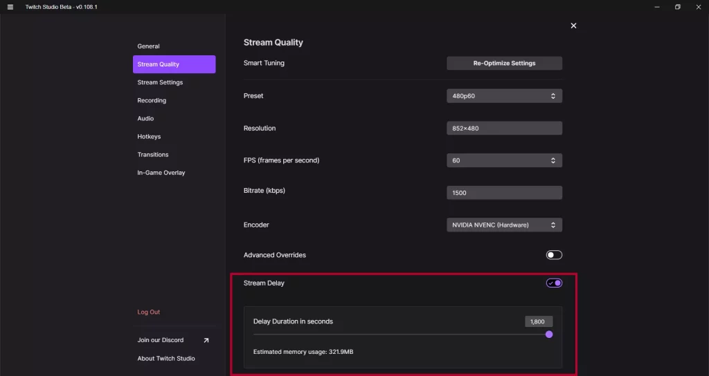 Twitch Studio Stream Delay
