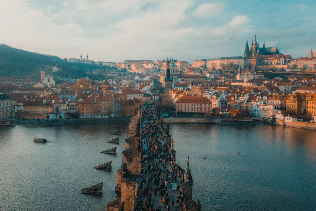 People Walking on Bridge