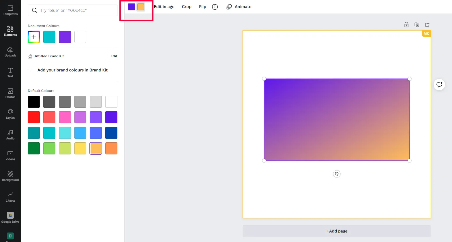 Adding Gradient Background in Canva