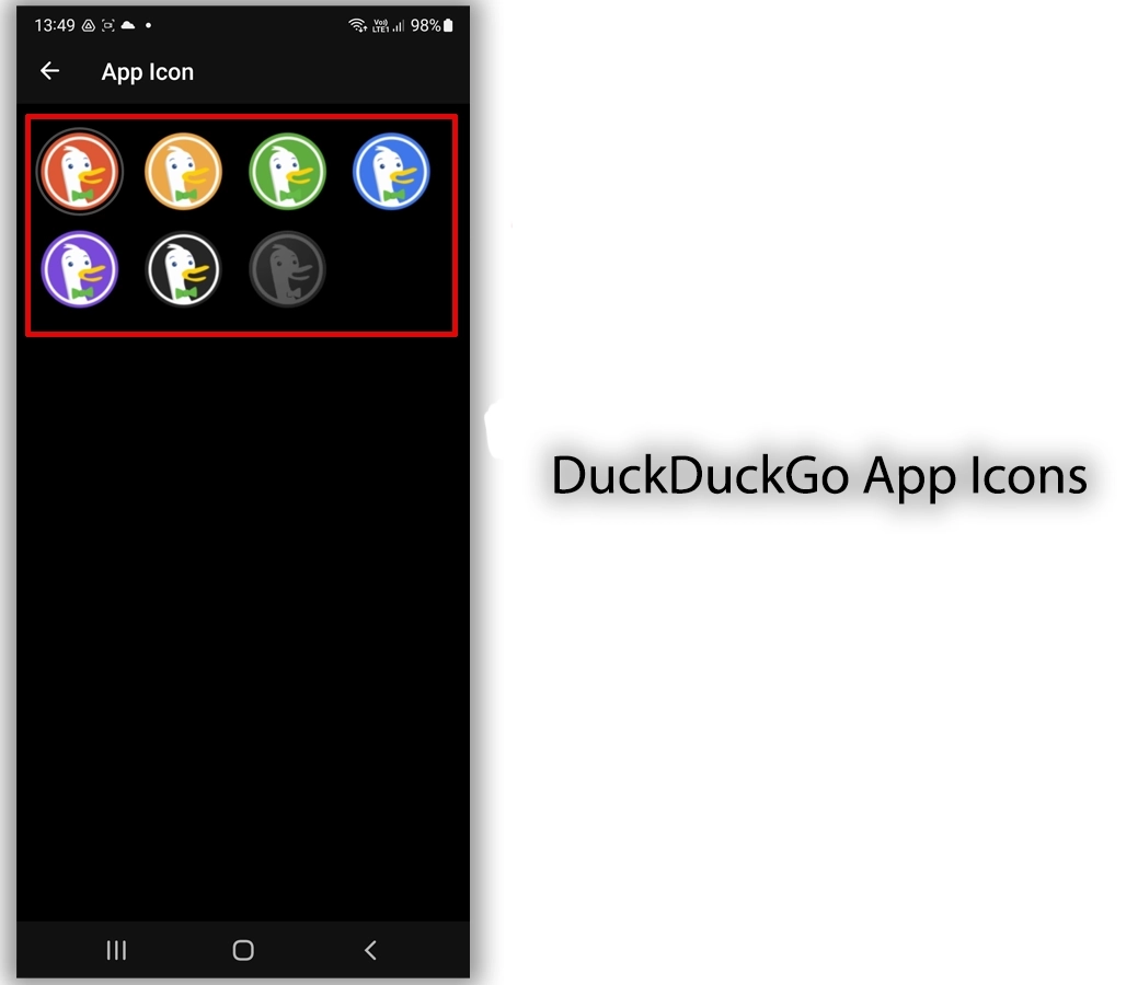 DuckDuckGo App Icons on Android