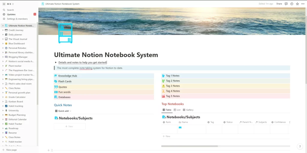 Ultimate Notion Notebook System Template