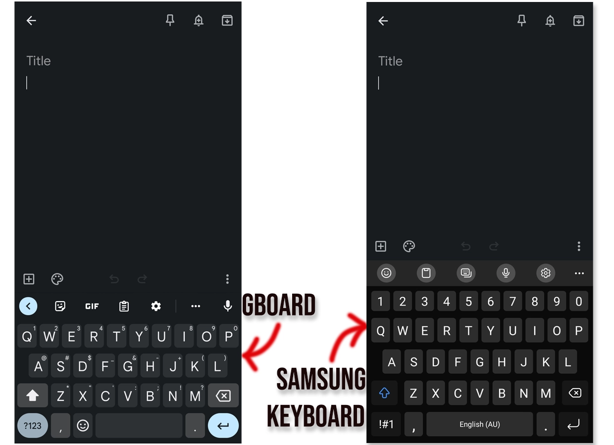 Gboard and Samsung Keyboard interface