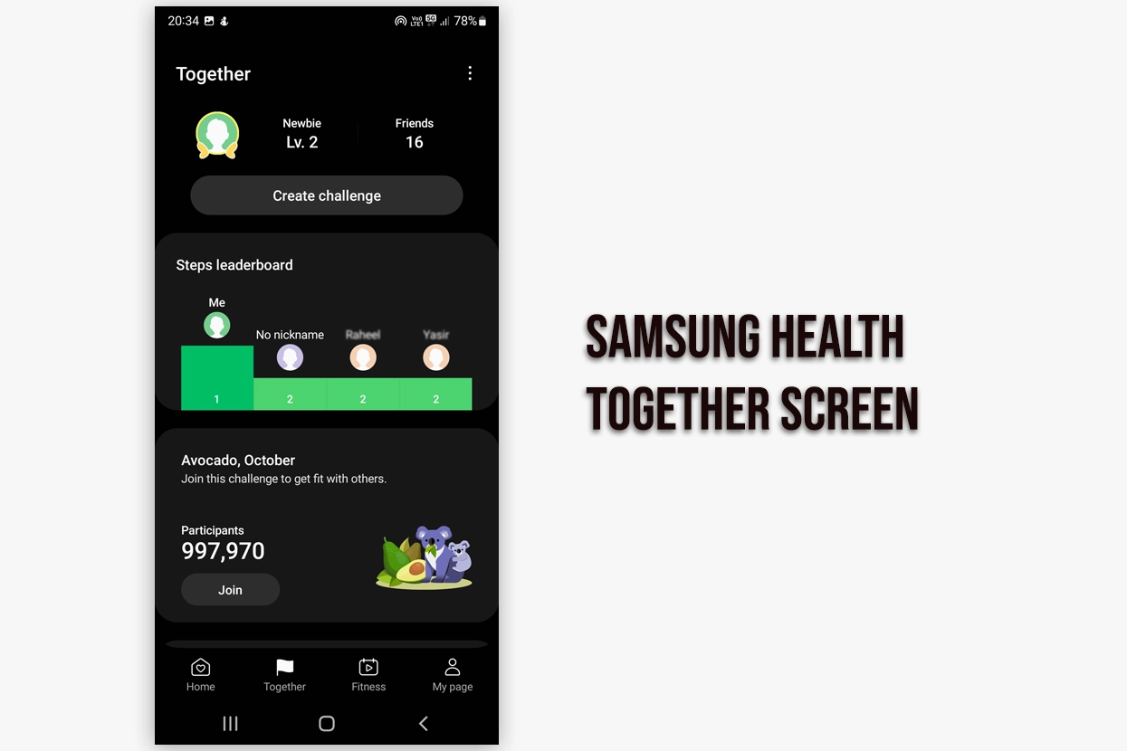 Samsung Health Together Screen