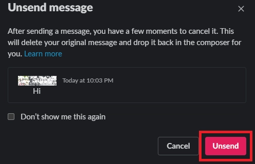 Unsend Message in Slack