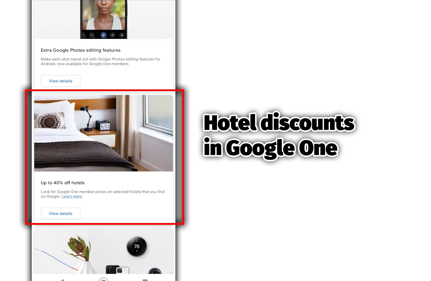 Hotel Discounts in Google One