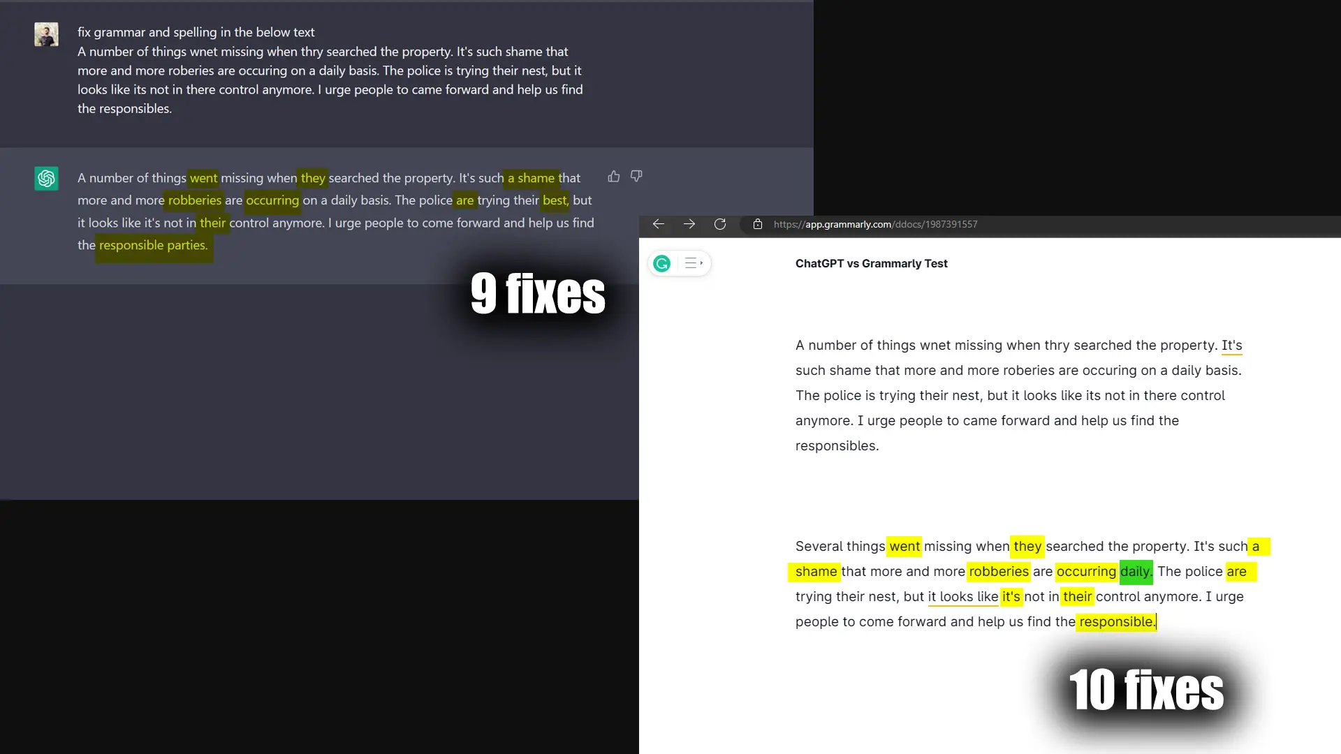 ChatGPT and Grammarly Fixing Grammar 2