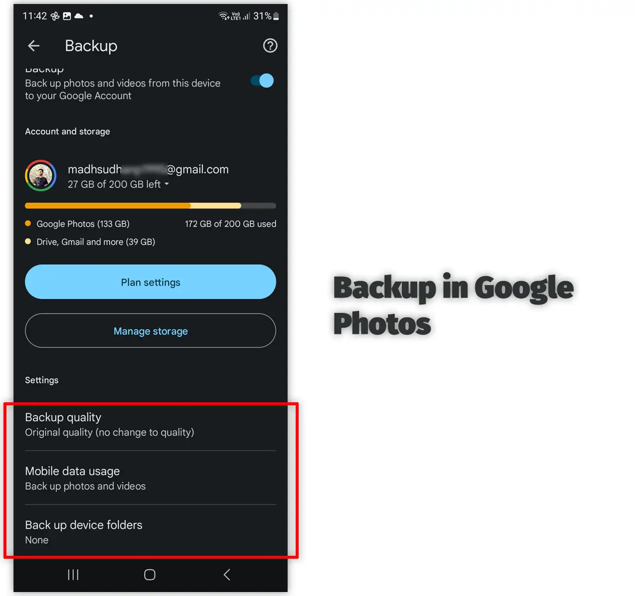 Backup in Google Photos