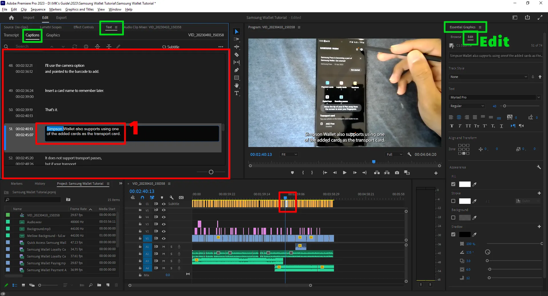 Editing Captions in Premiere Pro
