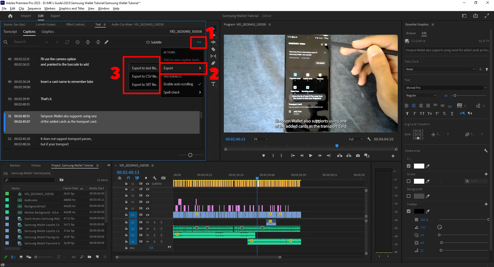 Exporting Captions in Premiere Pro