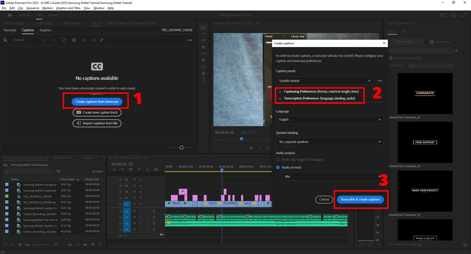 Generating Captions in Premiere Pro
