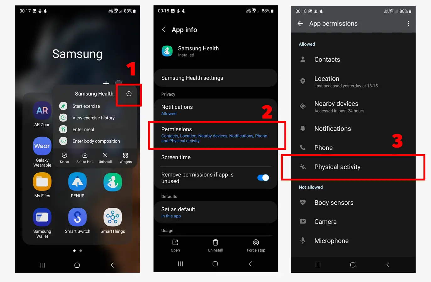 Physical Activity Permission in Samsung Health