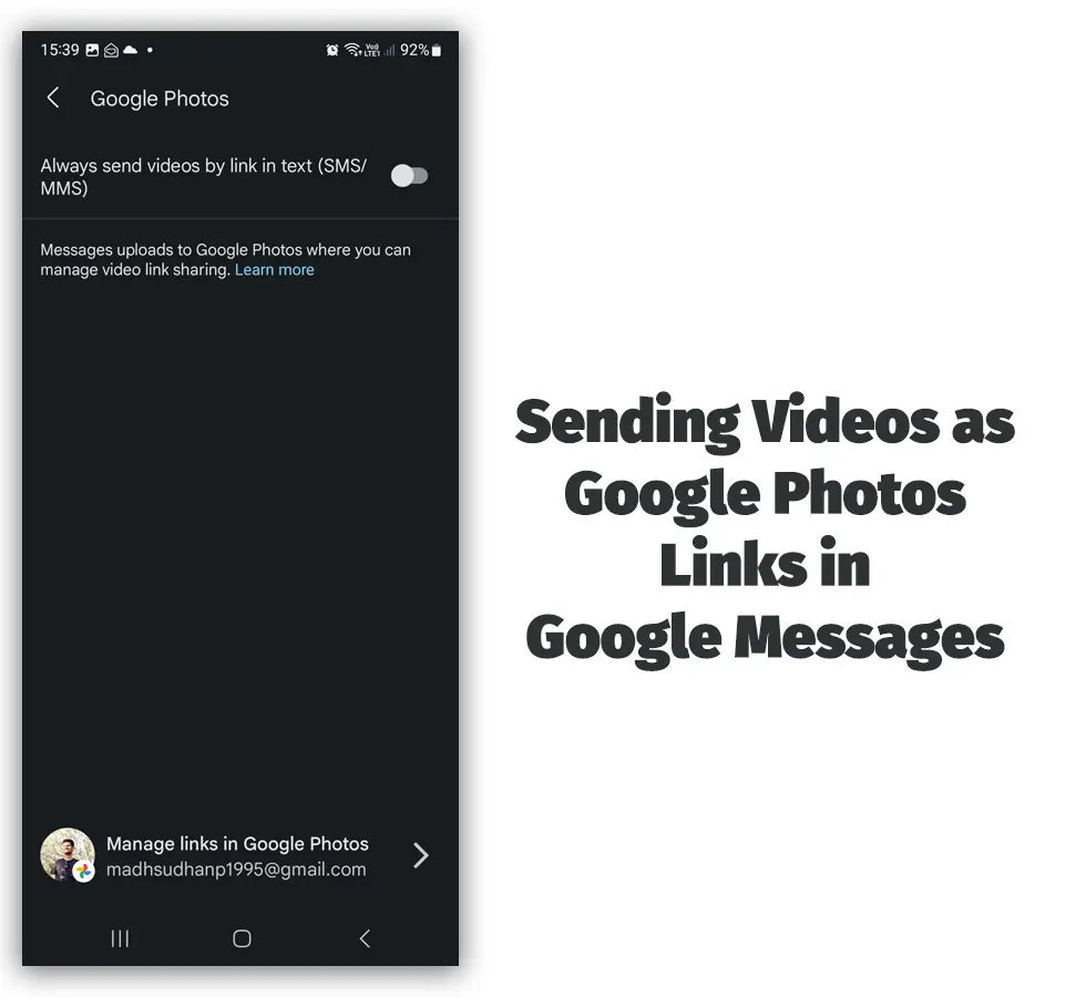 Sending Videos as Google Photos Links in Google Messages