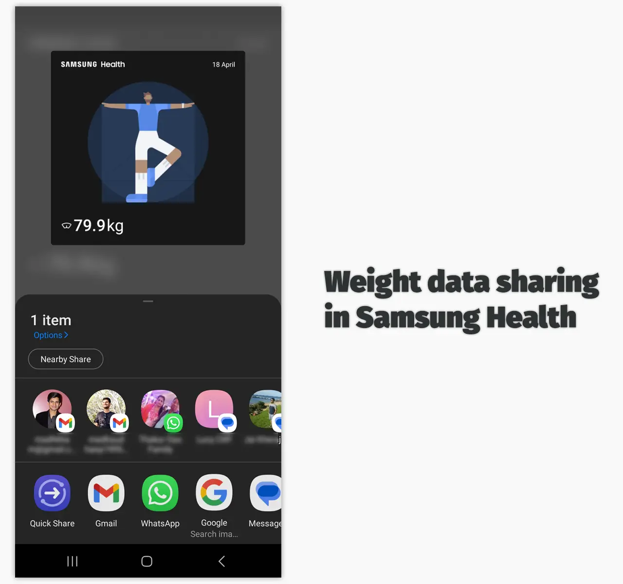 Weight data sharing in Samsung Health