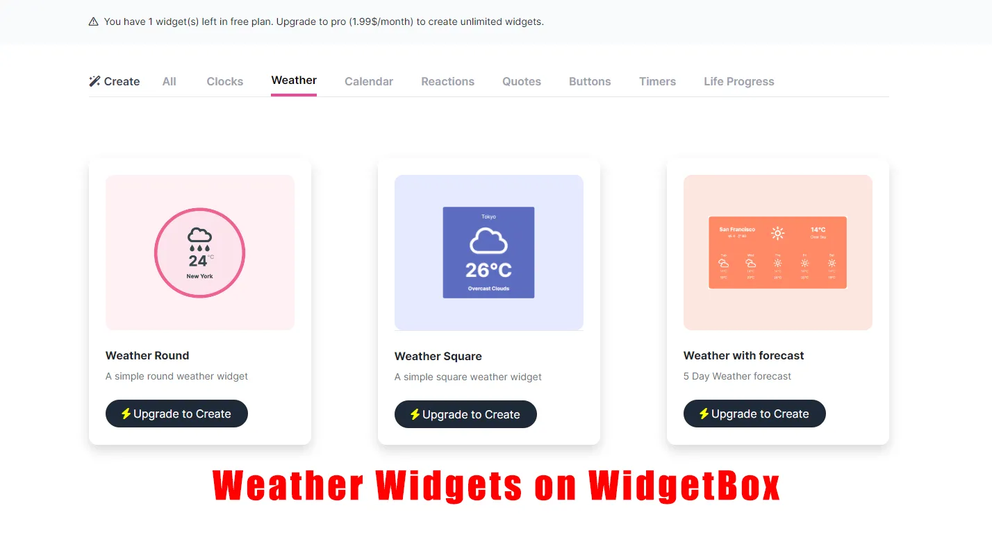 Weather Widgets on WidgetBox
