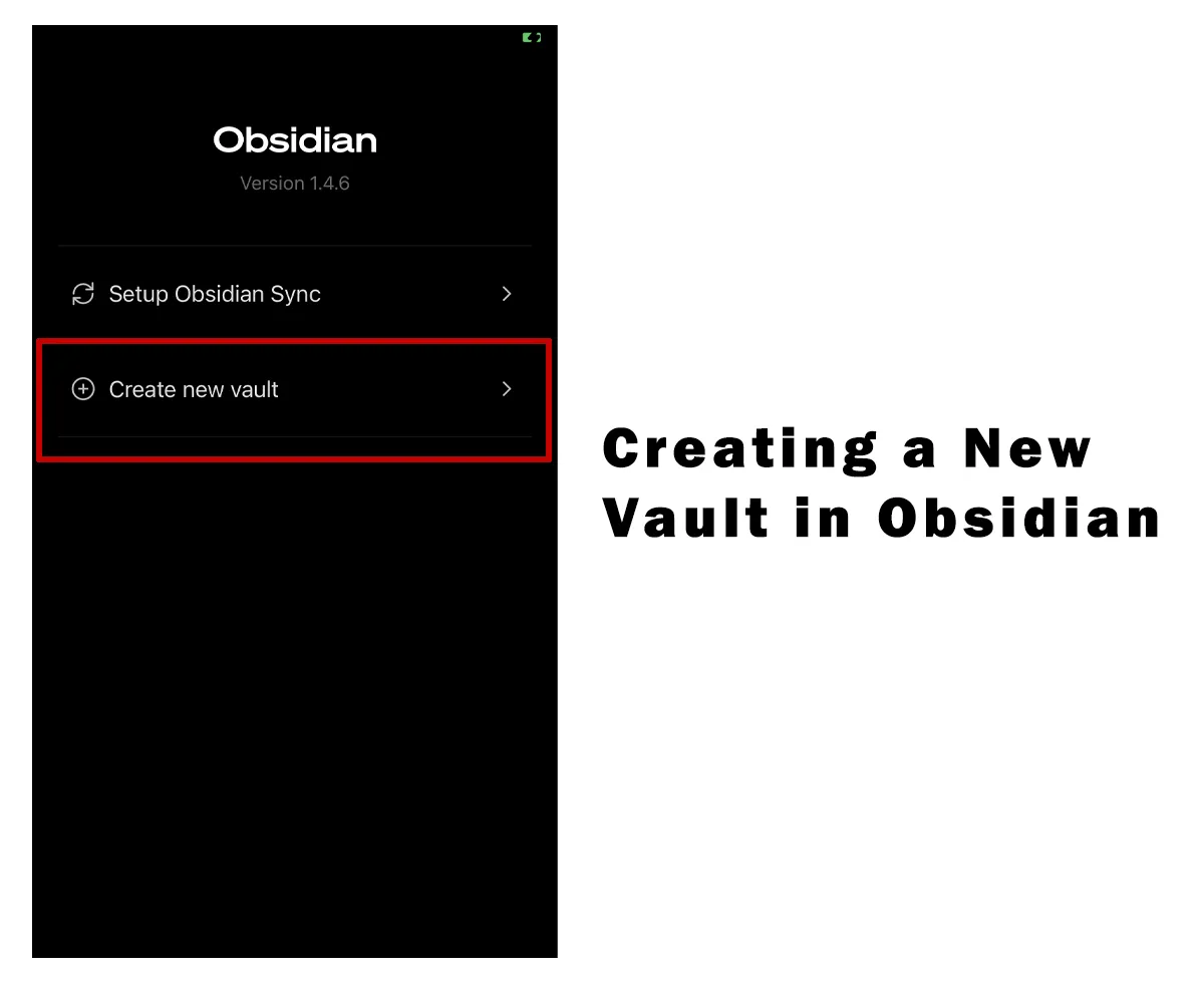 Creating a New Vault in Obsidian iOS