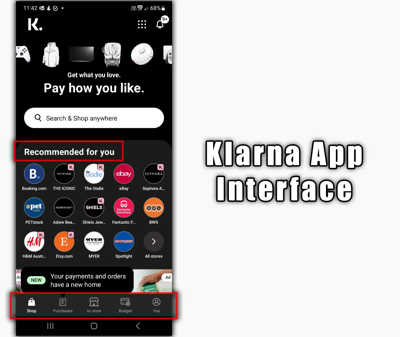 Klarna App Interface