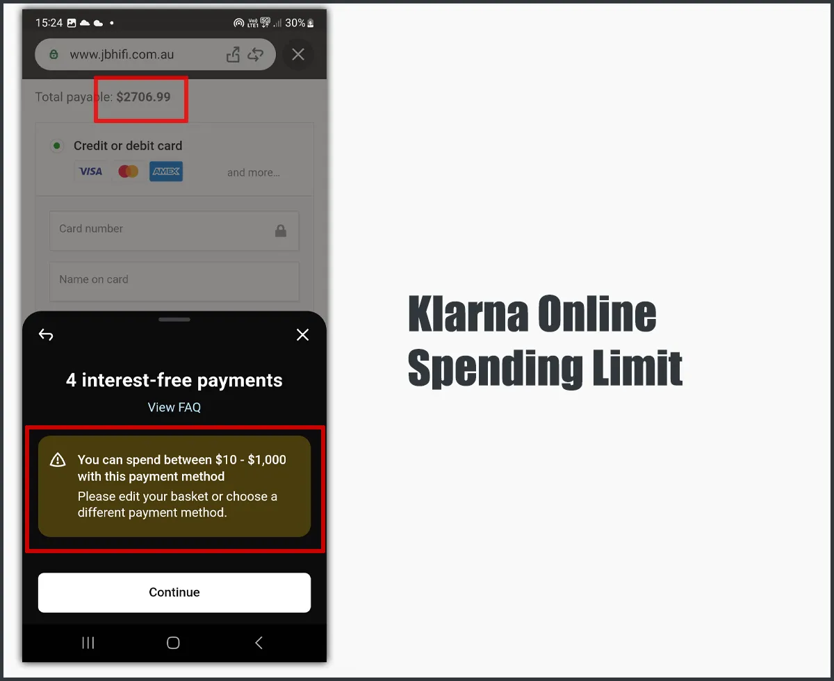 Klarna Online Spending Limit