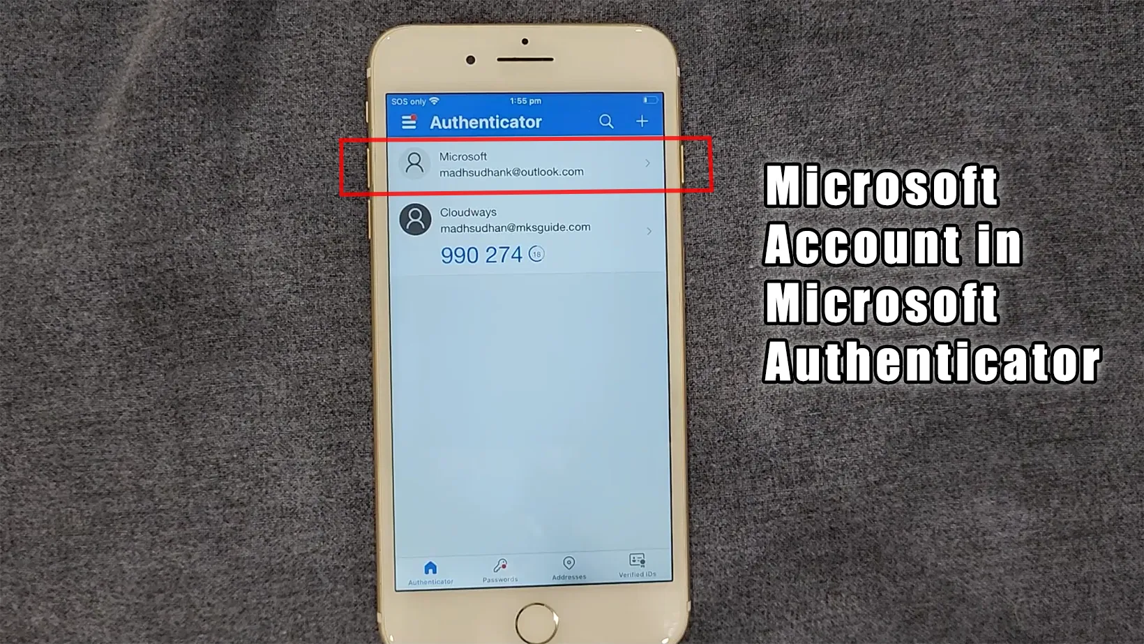 Microsoft Account in Microsoft  Authenticator