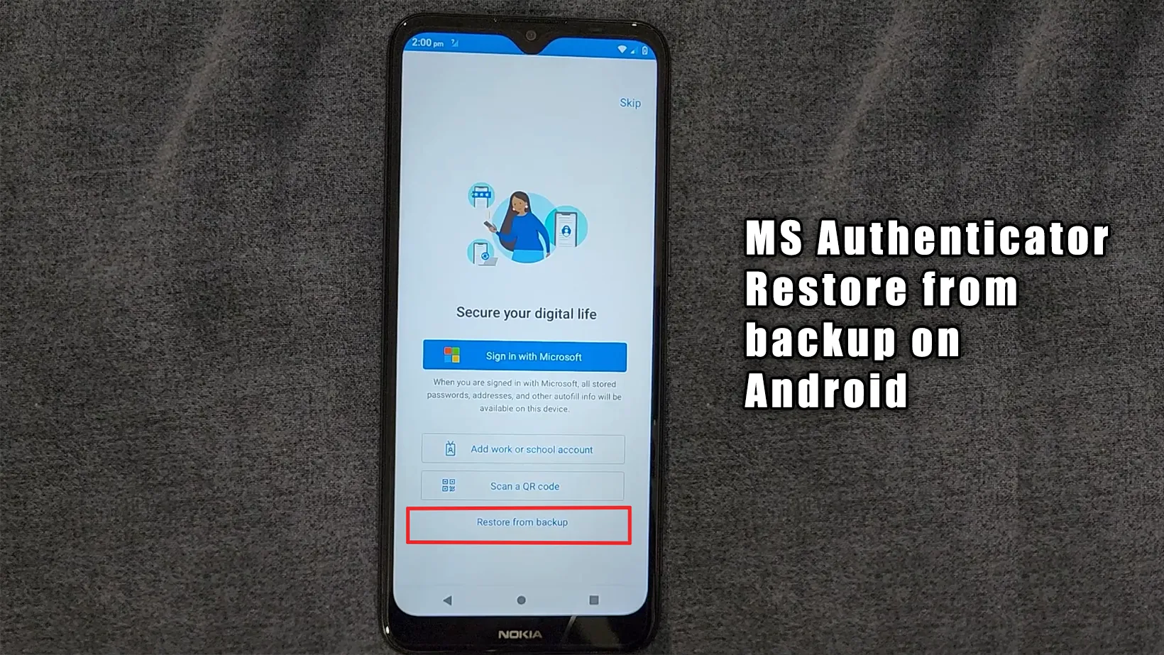 Microsoft Authenticator Restore from Backup on Android