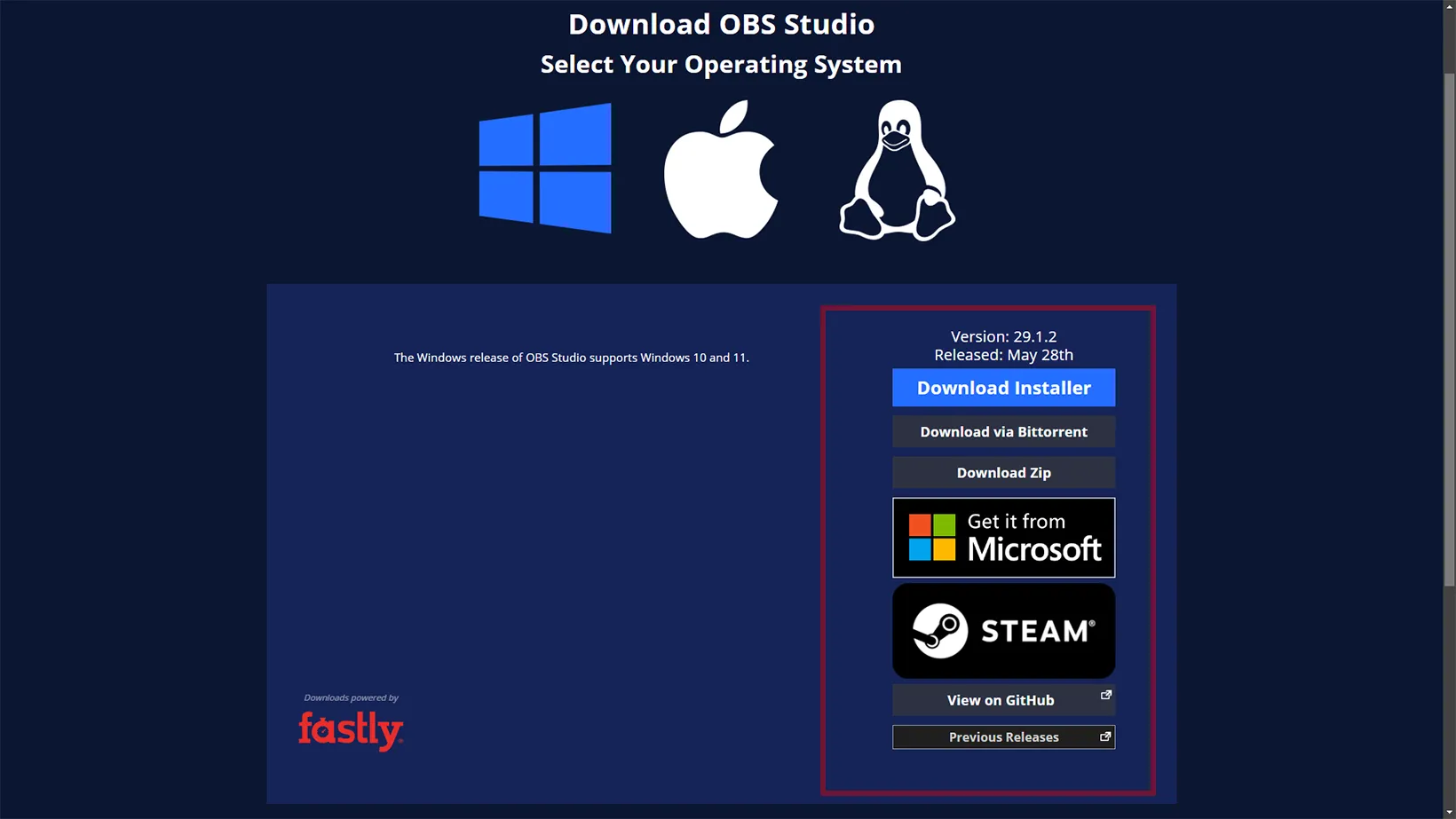 OBS Studio Platforms