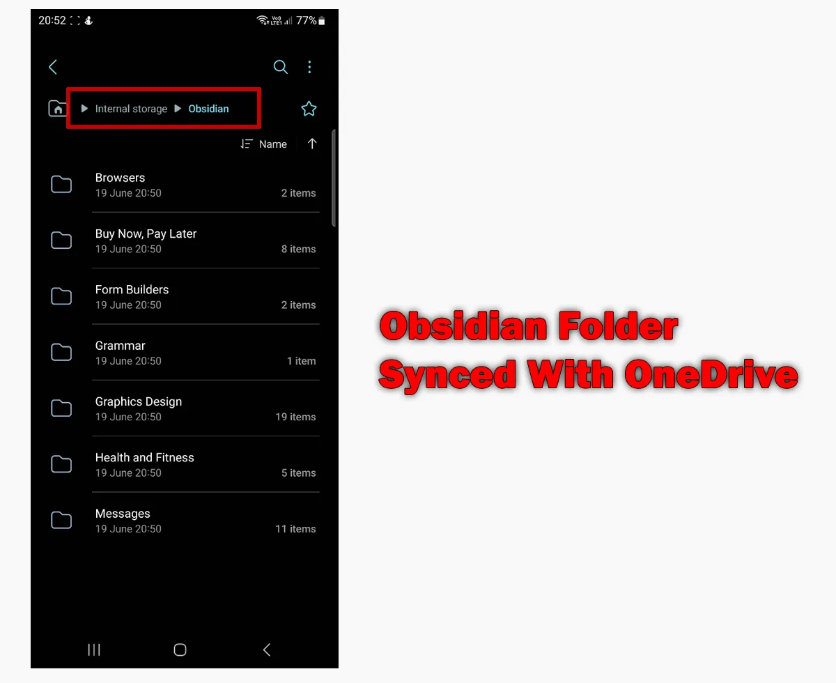 Obsidian Folder Synced With OneDrive