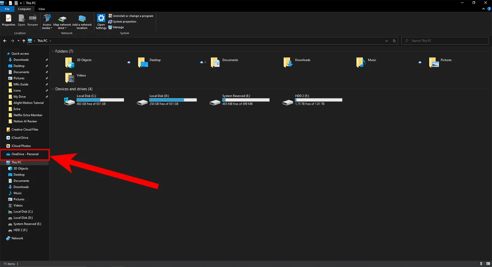 OneDrive Folder in File Explorer
