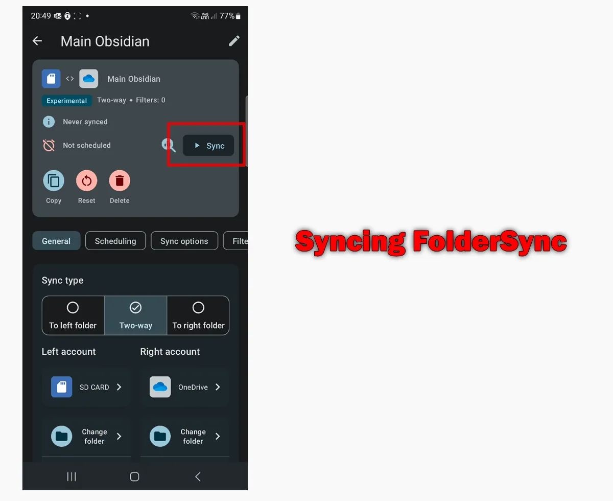 Syncing FolderSync on Android