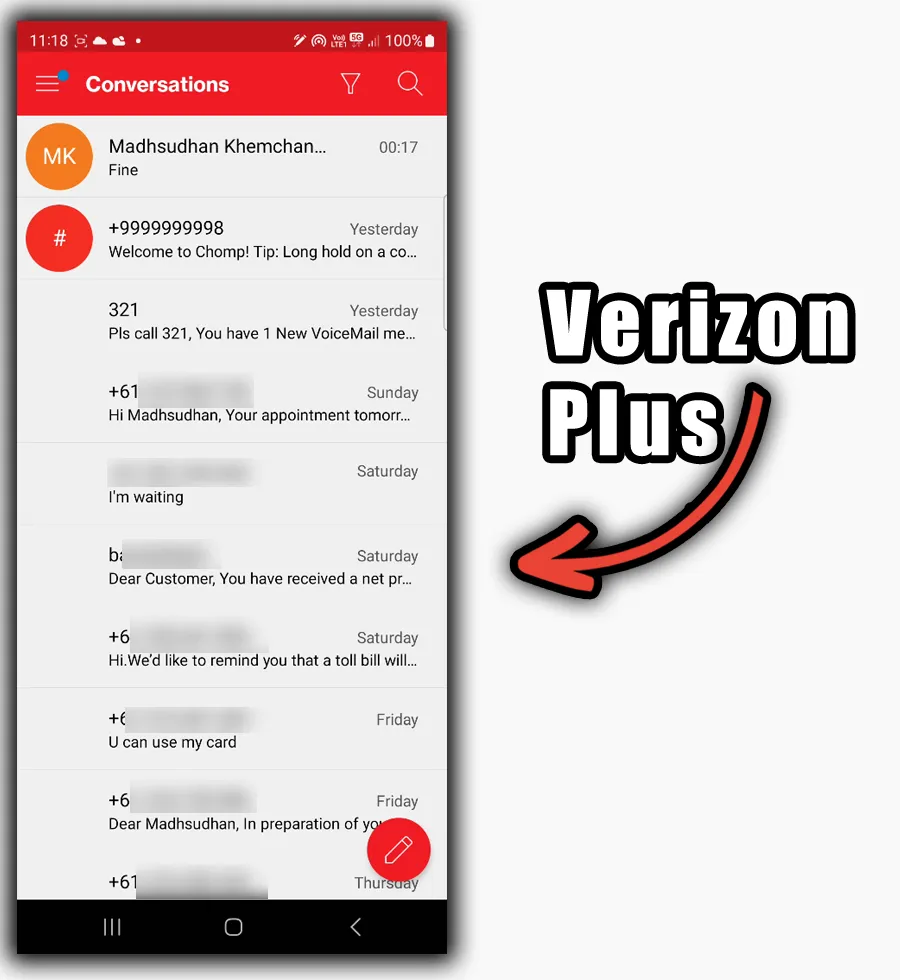 Verizon Plus Messaging App