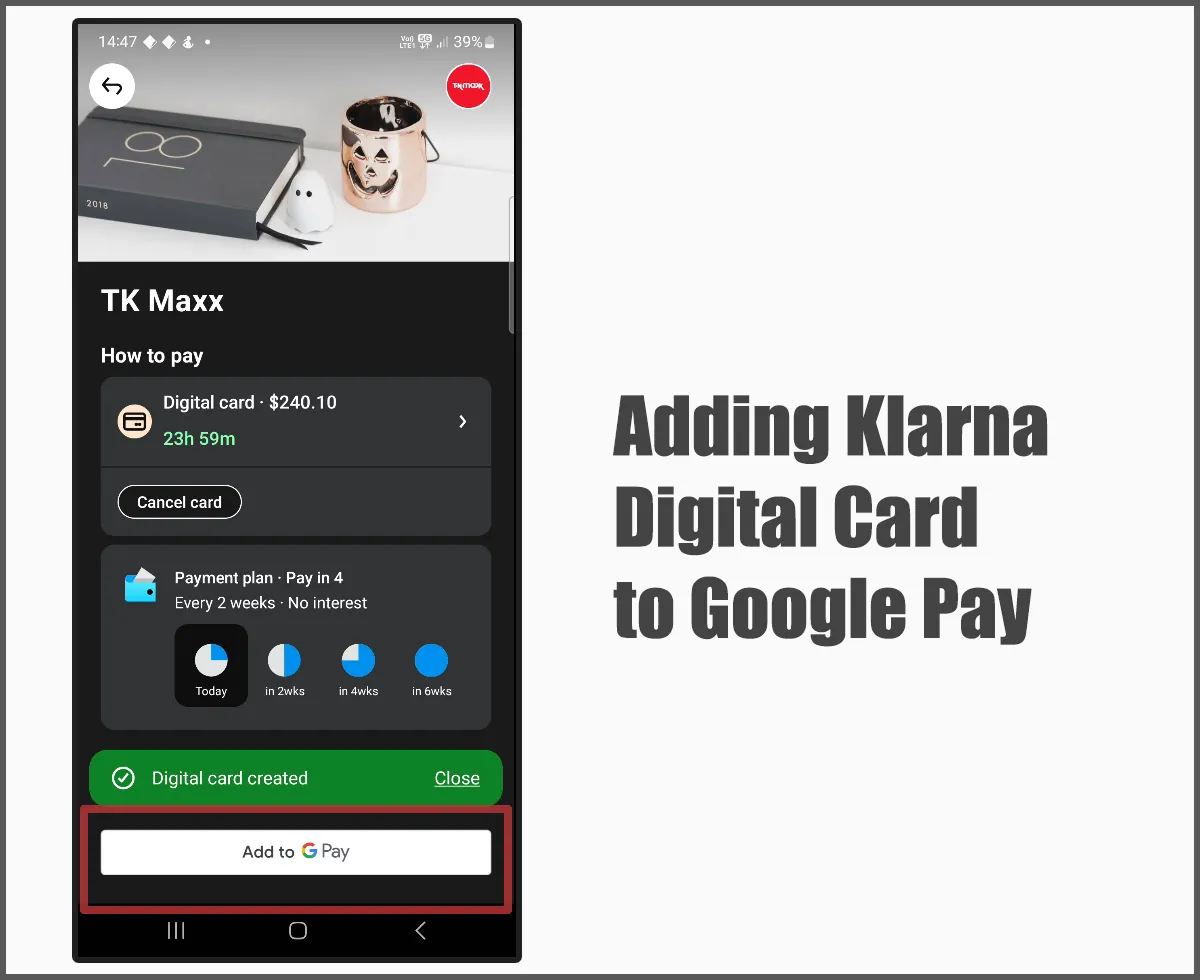 Adding Klarna Digital Card to Google Pay