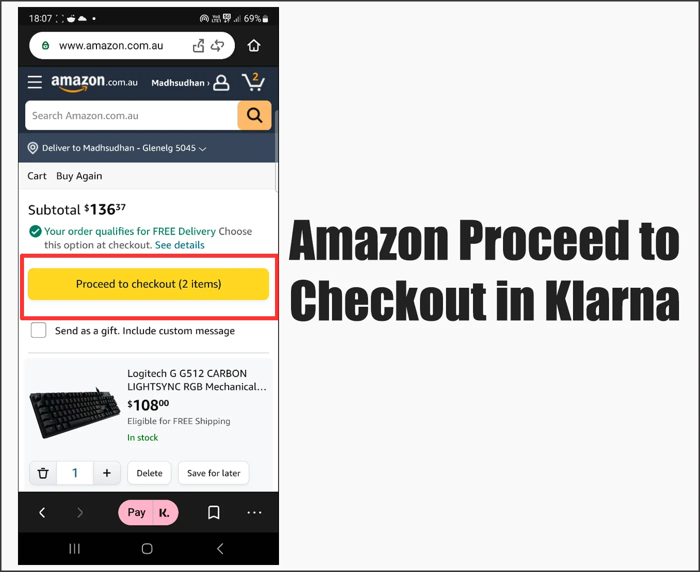 Amazon Proceed to Checkout in Klarna