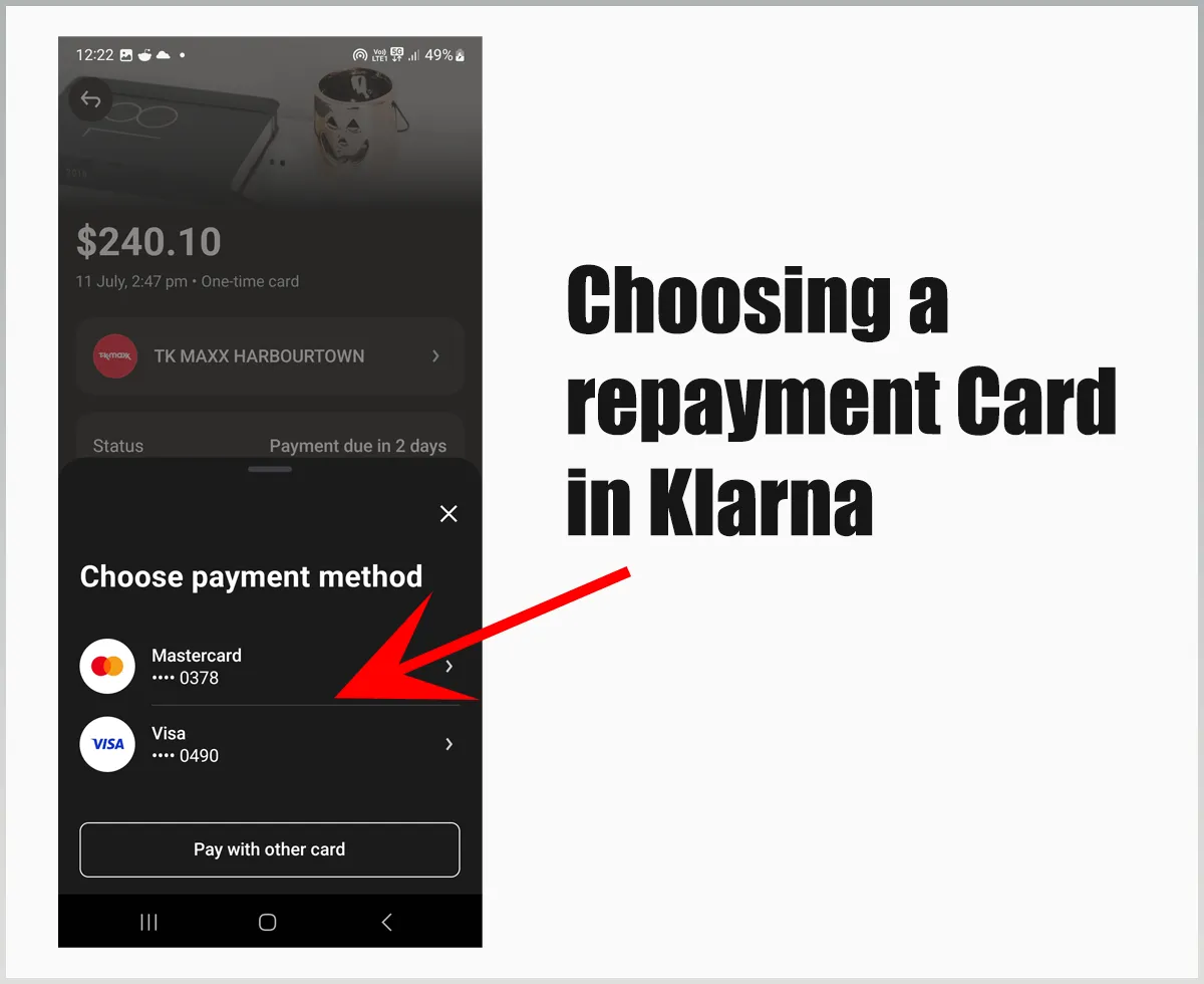 Choosing a Repayment Card in Klarna